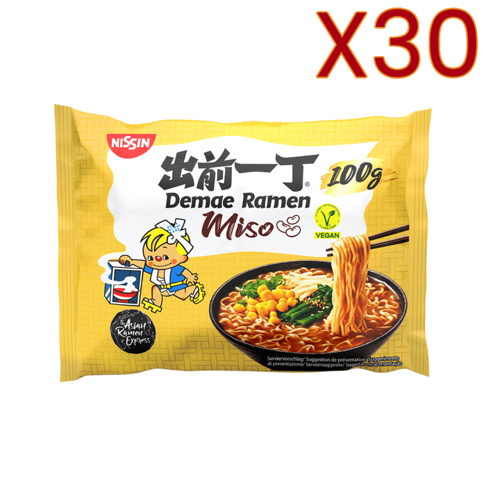 Nissin - Demae Miso Ramen Noodles 100G/500ml X30 BUNDLE