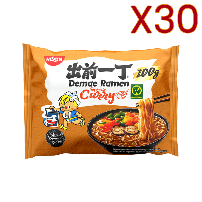 Nissin – Demae Japanische Curry-Ramen-Nudeln, 100 g/500 ml, 30er-Paket