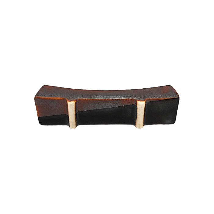 Essstäbchenablage aus Porzellan mit Tenmoku-Finish, 6 x 1,5 x 1 cm