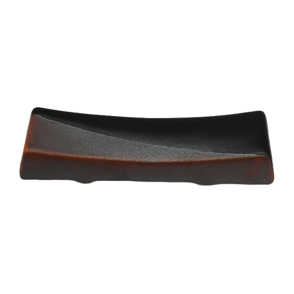 Essstäbchenablage aus Porzellan mit Tenmoku-Finish, 6 x 1,5 x 1 cm