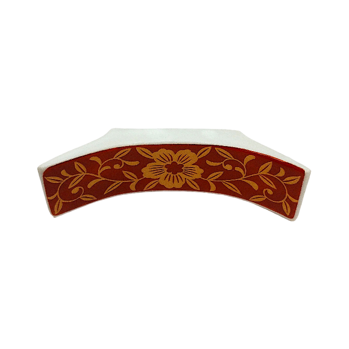 Rote fächerförmige Essstäbchenablage aus Porzellan, 7,2 x 2 x 1,8 cm