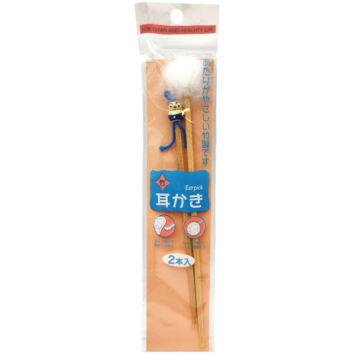 Ohrstöpsel aus Bambus mit Kokeshi- und Baumwollkopf (2er-Set)